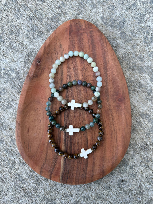 "Down to Earth" Cross Stretch Bracelet