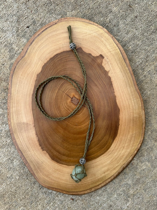 Interchangeable Hemp Macramé Crystal Necklace w/ Green Adventurine