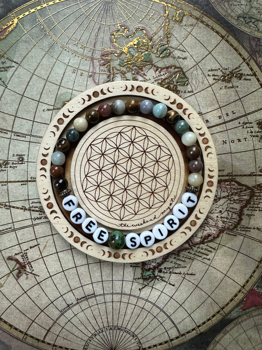 "Free Spirit" Letter Bead Stretch Bracelet