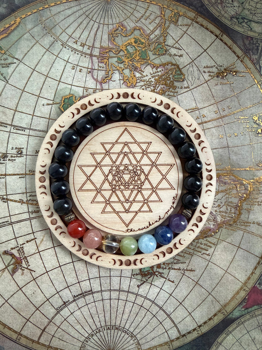 Black Obsidian Chakra Stretch Bracelet