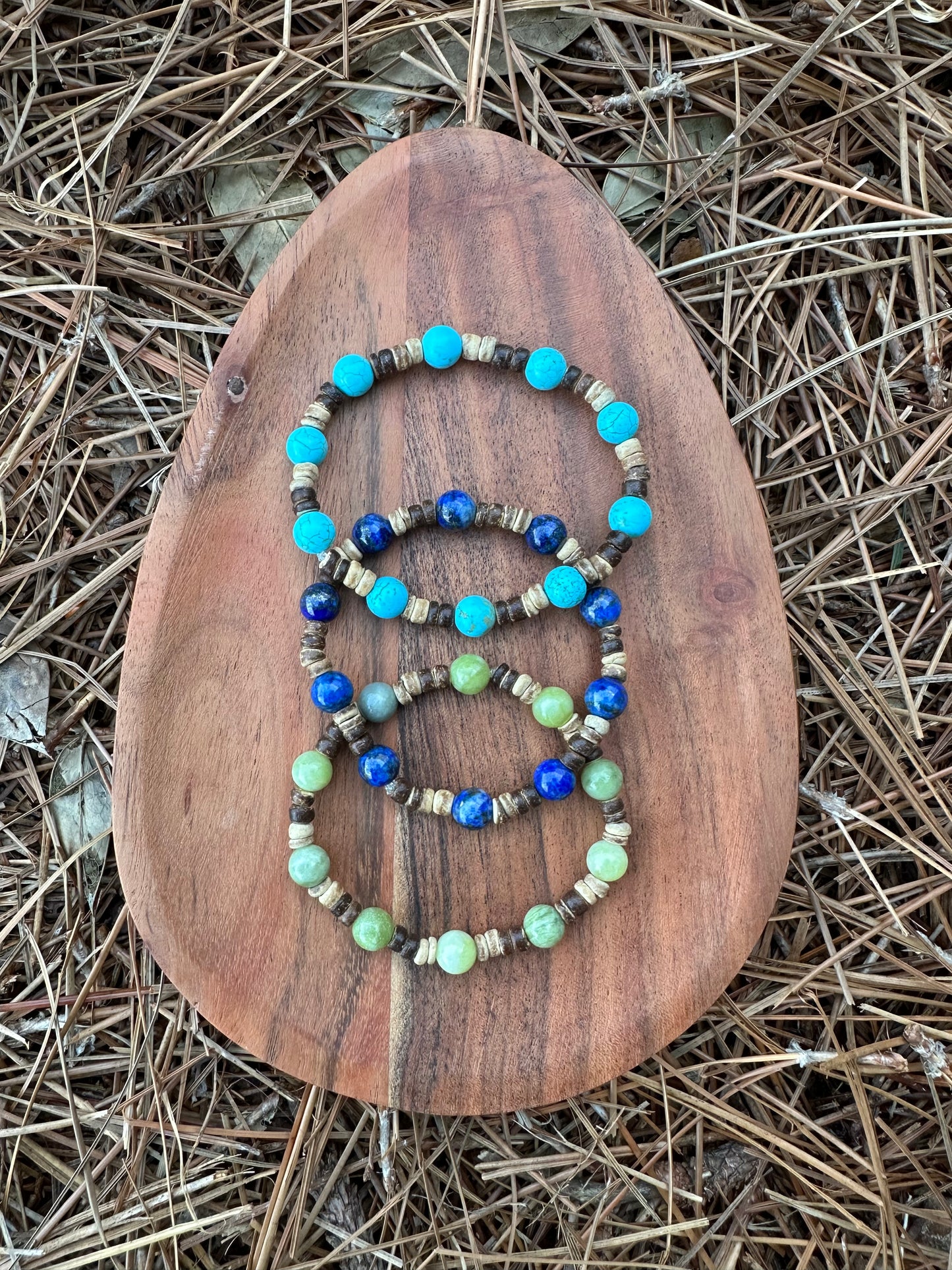 Coconut Shell Crystal Stretch Bracelet
