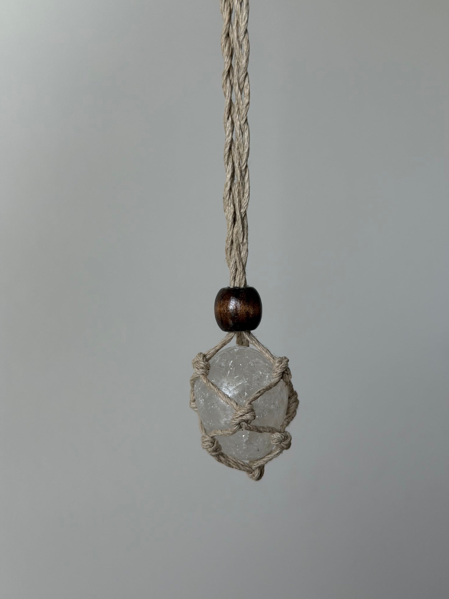 Interchangeable Hemp Macramé Crystal Necklace w/ Clear Quartz
