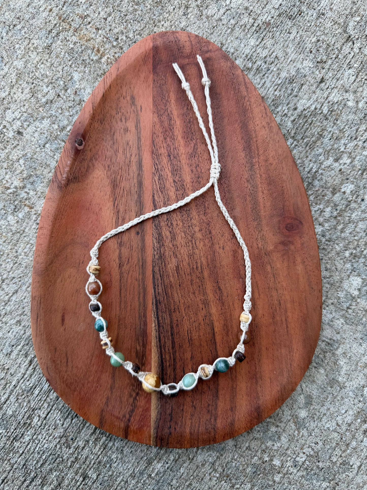 Picture Jasper Mixed Crystal Coconut Shell Hemp Anklet