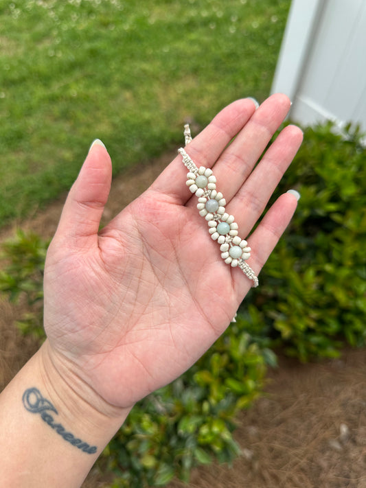 Hand-Knotted Beaded Daisy Bracelet (5 Crystal Options)