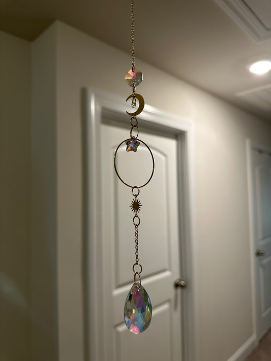 Crystal Sun Moon Star Celestial Suncatcher