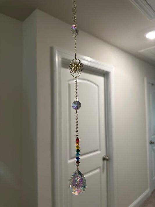 Crystal Sun Face Rainbow Suncatcher