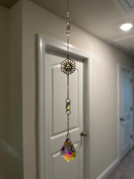 Crystal Sun Face Moon Suncatcher
