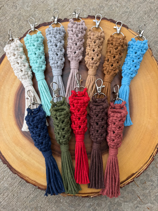 Macramé Chapstick Holder Clip Keychain (12 Options)