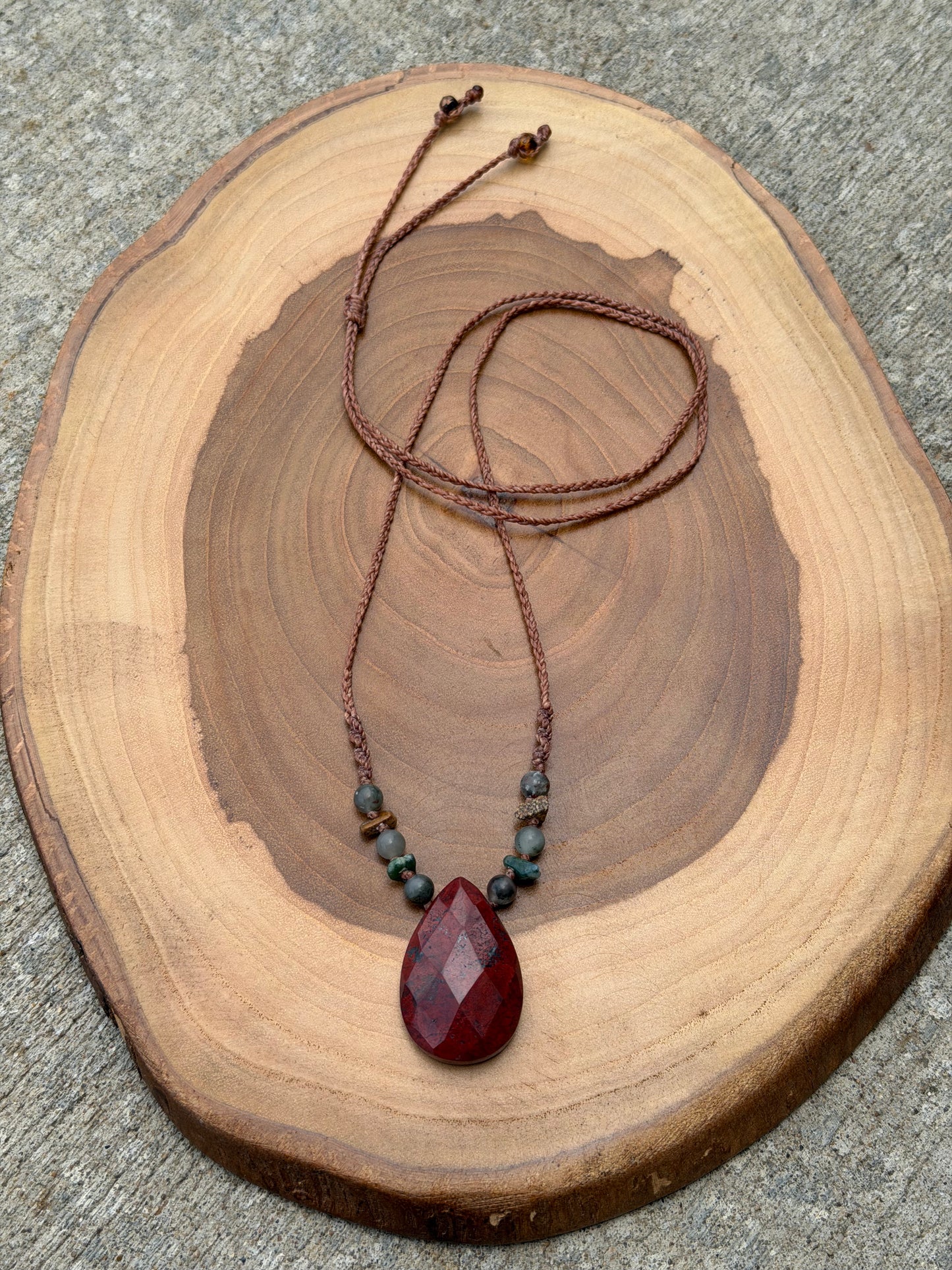 Hand-Knotted Brecciated Jasper Crystal Necklace