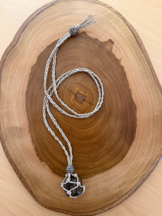 Interchangeable Hemp Crystal Necklace with Tiger Eye Tumble