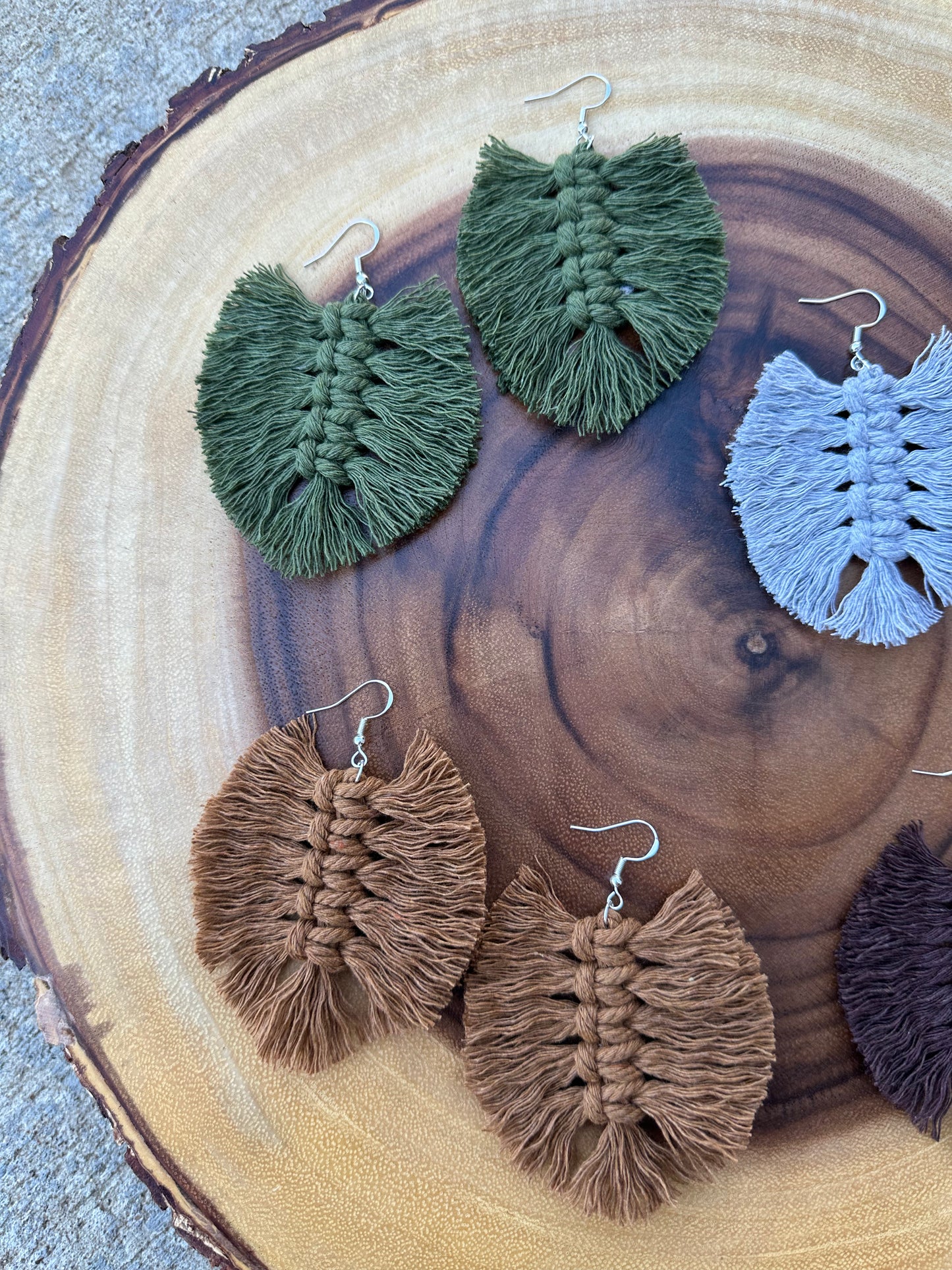 Macramé Leaf Earrings