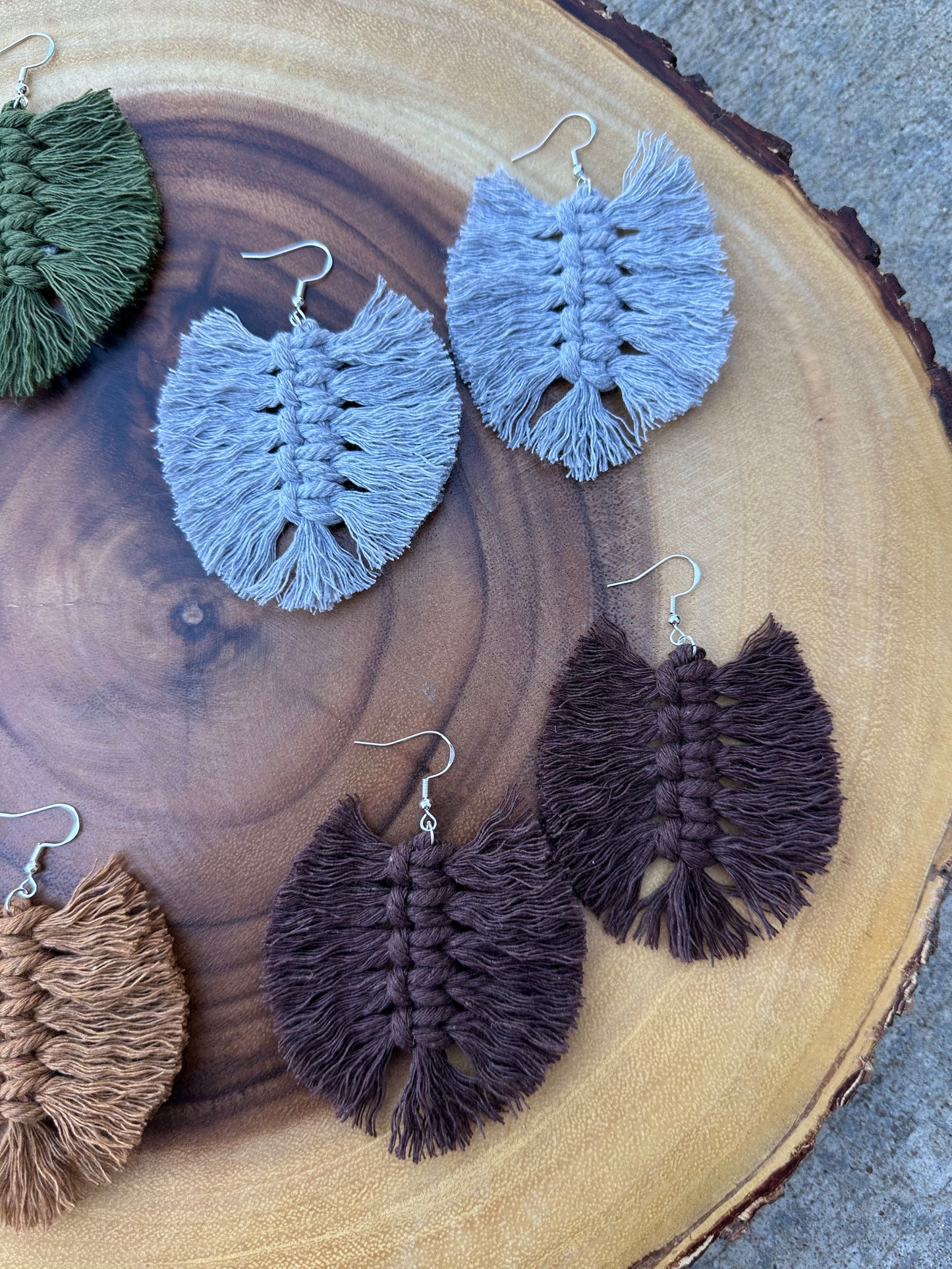 Macramé Leaf Earrings