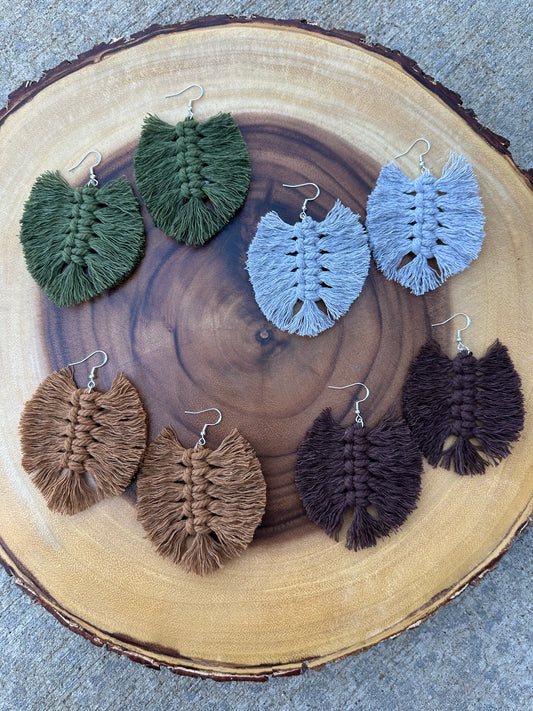 Macramé Leaf Earrings