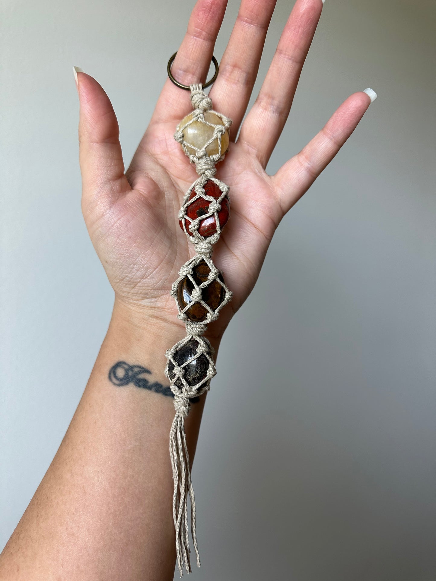 Multi-Crystal Hemp Keychain/Hanging