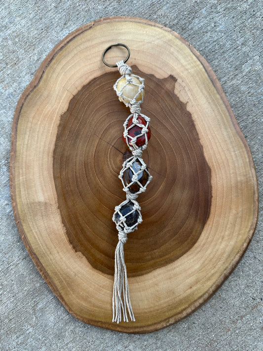 Multi-Crystal Hemp Keychain/Hanging