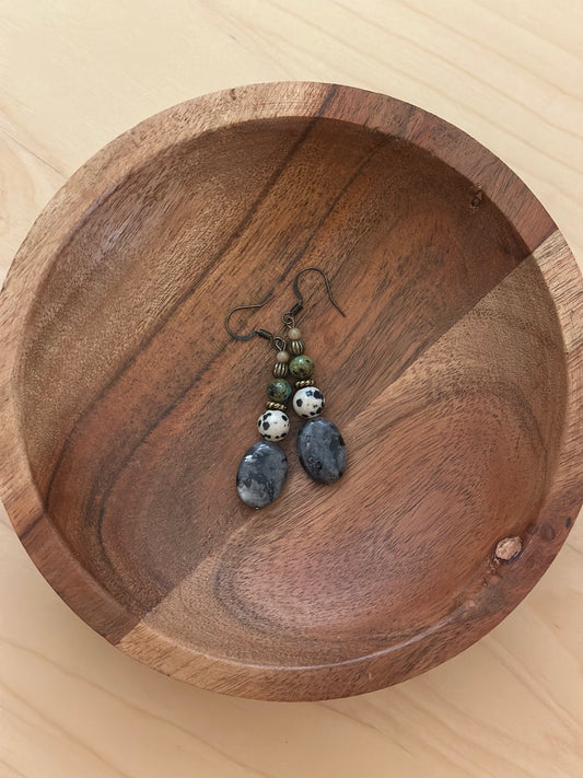 Moody Autumn Forest Crystal Dangle Earrings