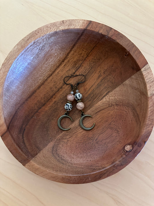 Crisp Fall Moon Crystal Dangle Earrings