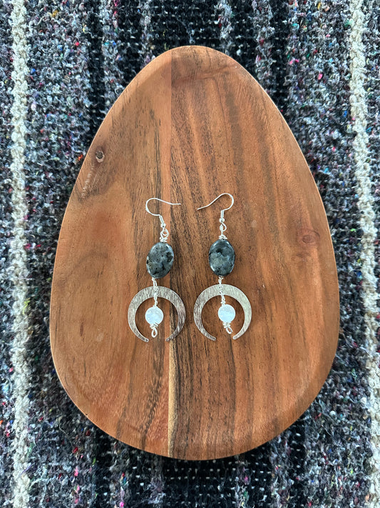 Moon Goddess Cresent Dangle Earrings