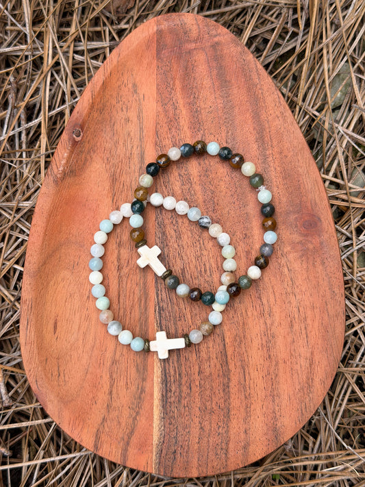 "Down to Earth" Cross Stretch Bracelet