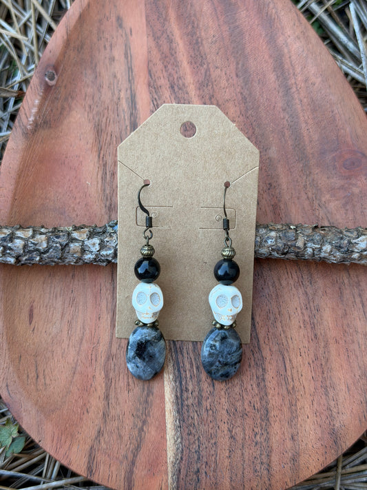 Spooky Skull Crystal Dangle Earrings