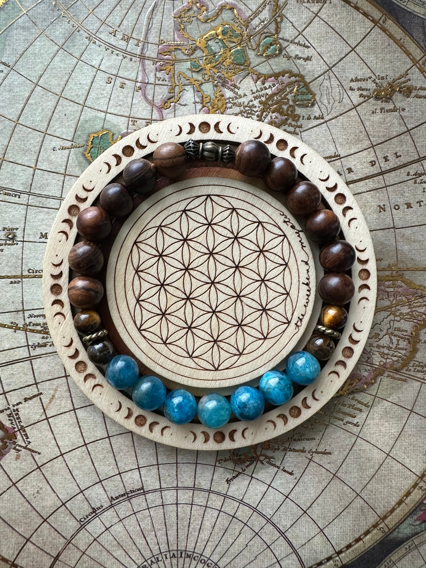 Apatite & Palisander Wood Stretch Bracelet