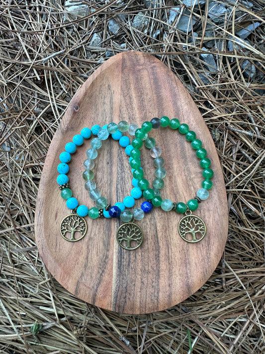 Earthy Tree of Life Charm Stretch Bracelet
