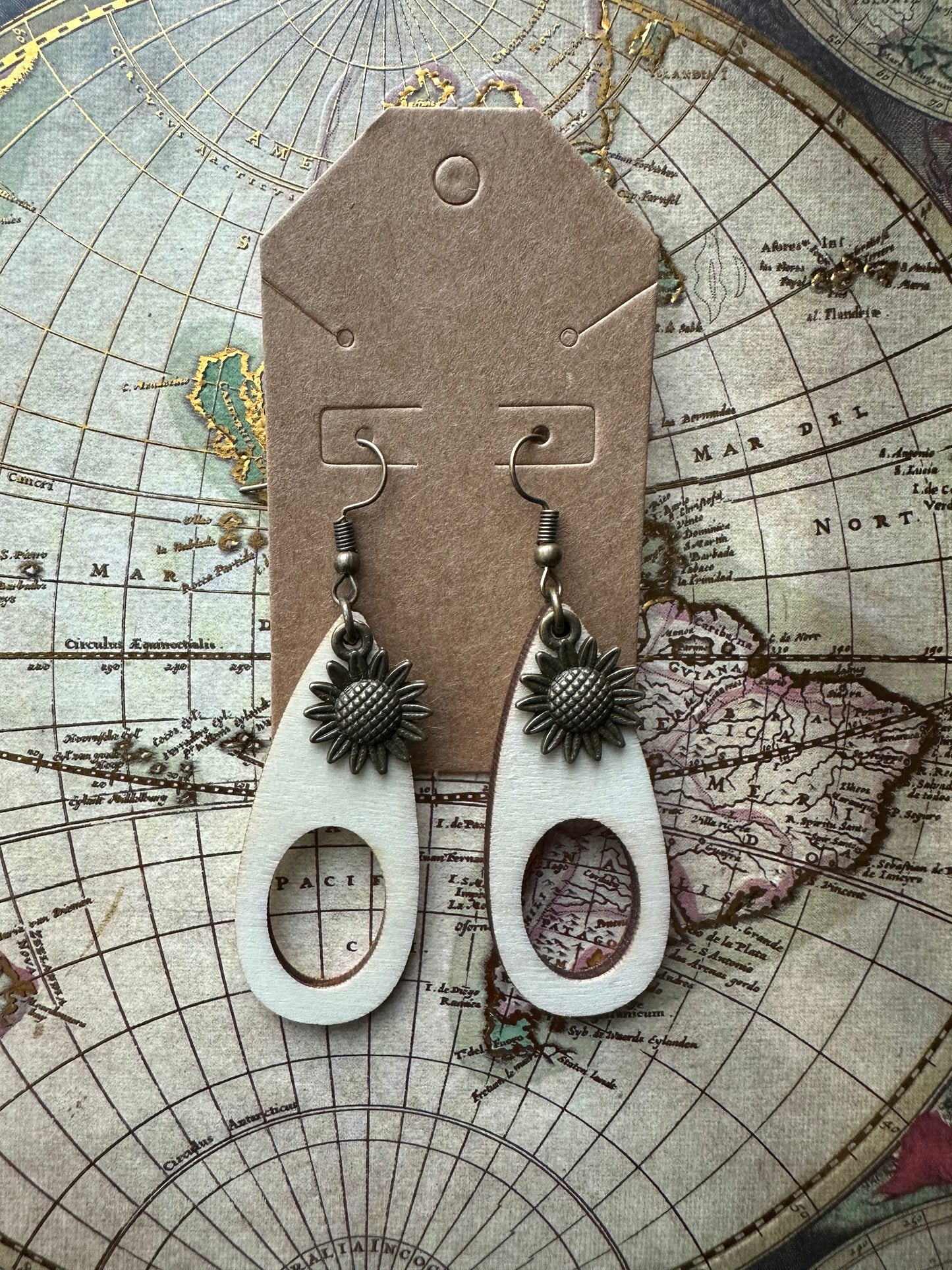 Boho Sunflower Charm Earrings