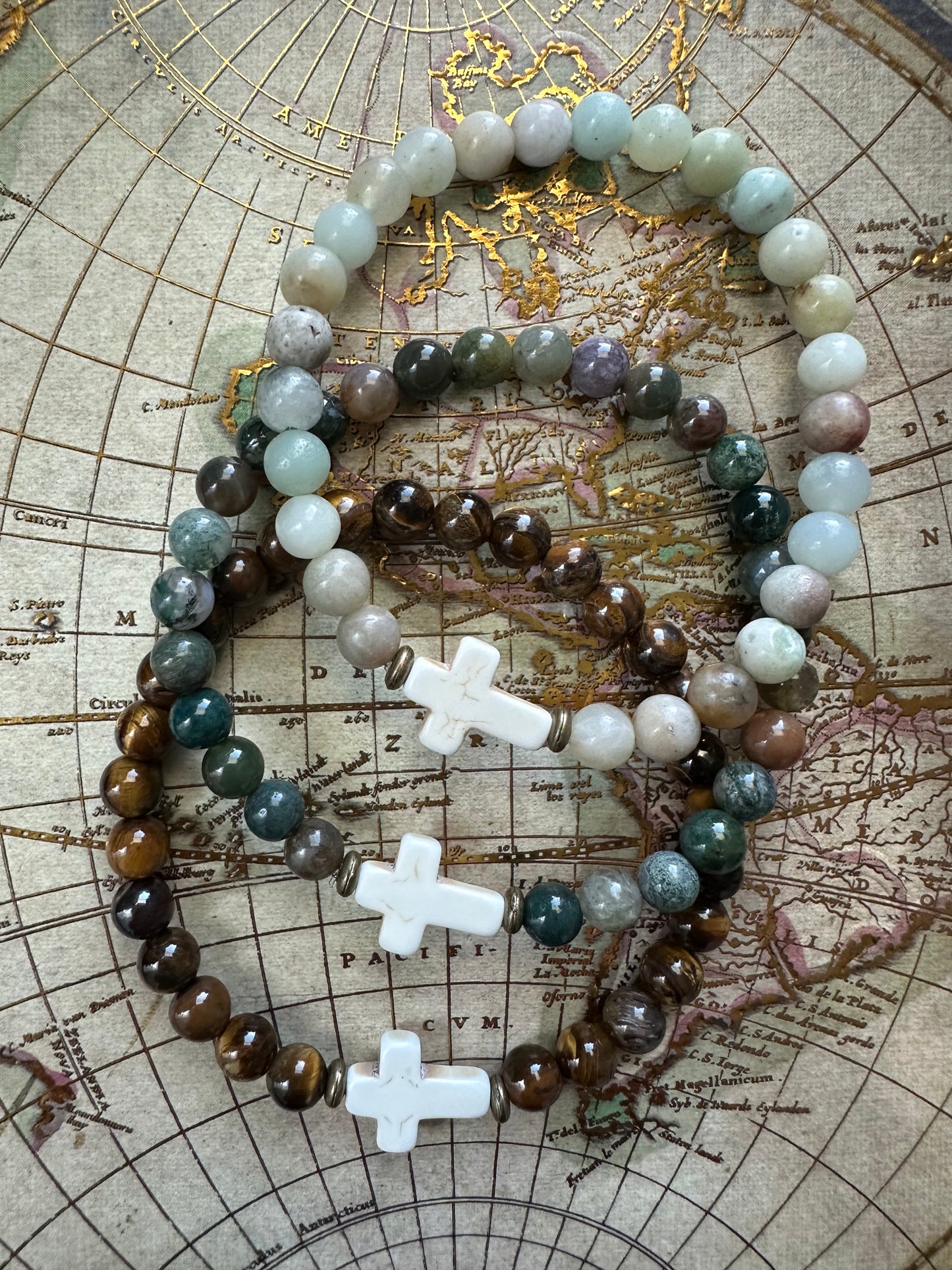 "Down to Earth" Cross Stretch Bracelet