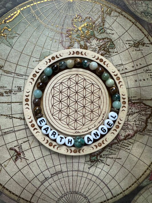 "Earth Angel" Letter Bead Stretch Bracelet