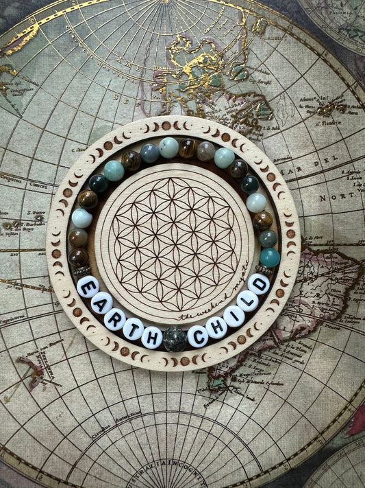"Earth Child" Letter Bead Stretch Bracelet