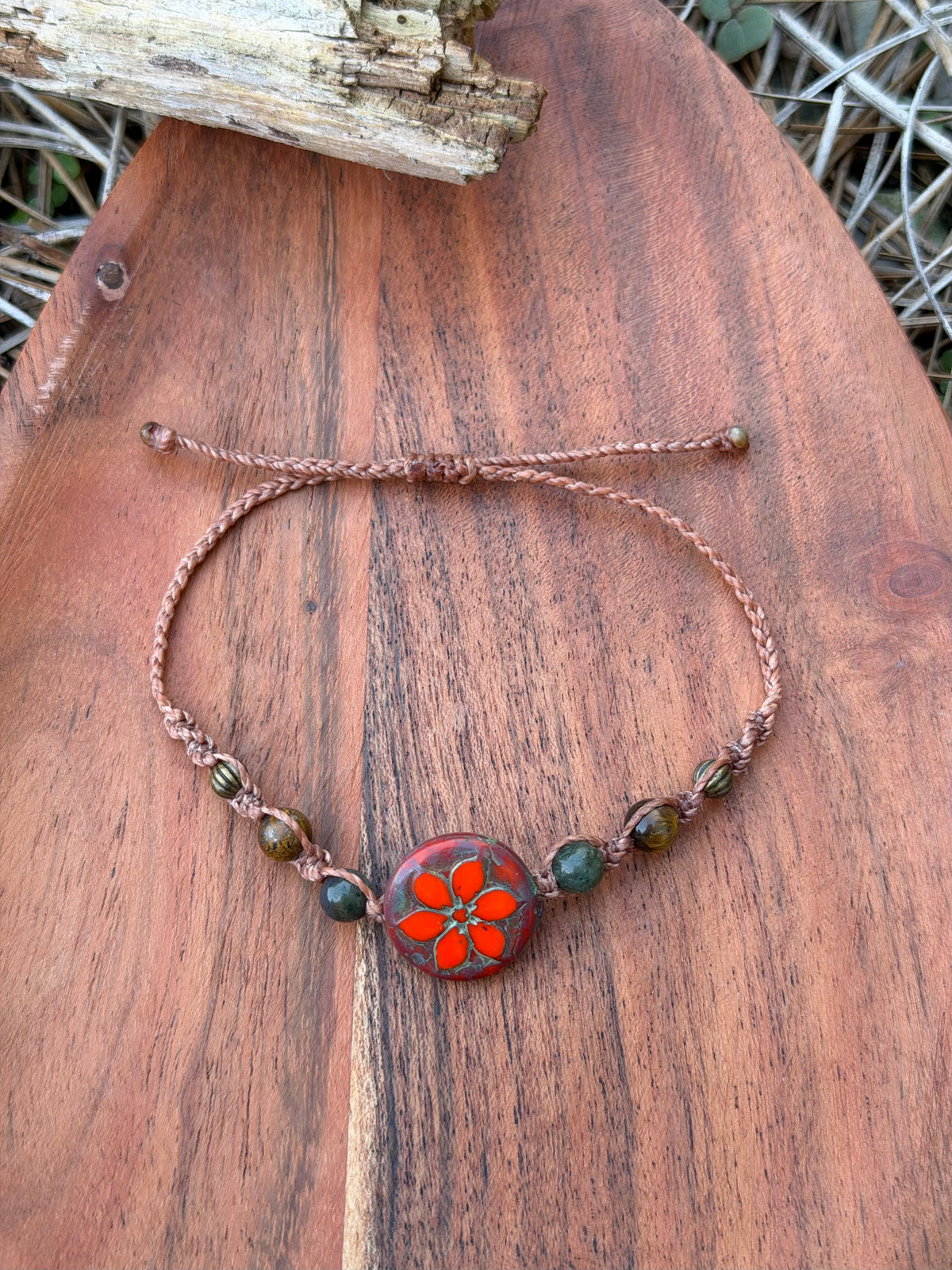 Hand-Knotted Czech Autumn Flower Bracelet