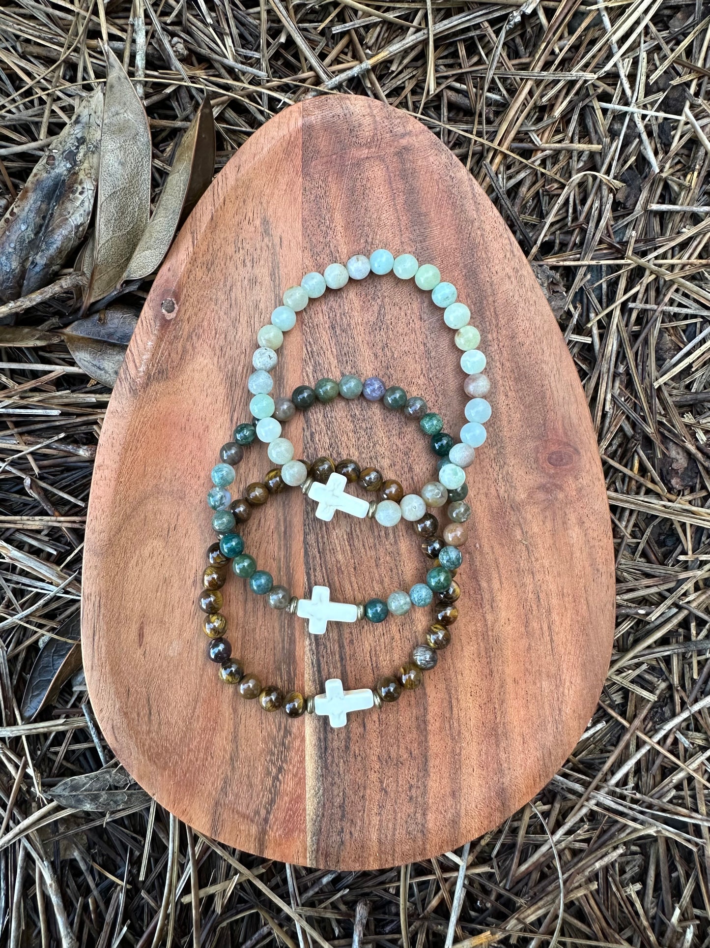 "Down to Earth" Cross Stretch Bracelet