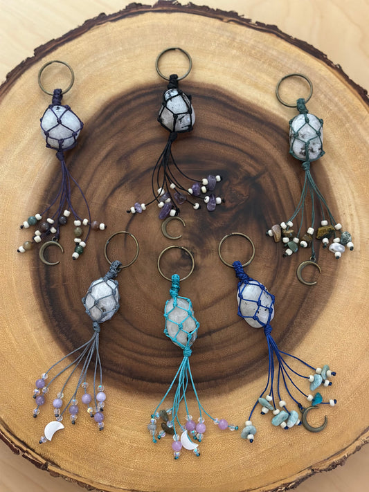 Hand-Knotted Moonstone Crystal Keychain (6 Options)