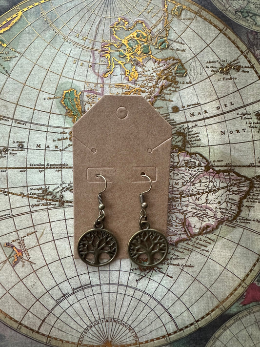 Bronze Tree of Life Charm Earrings