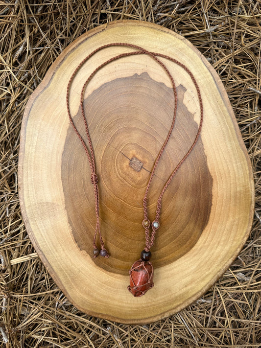 Hand-Knotted Red Jasper Crystal Necklace