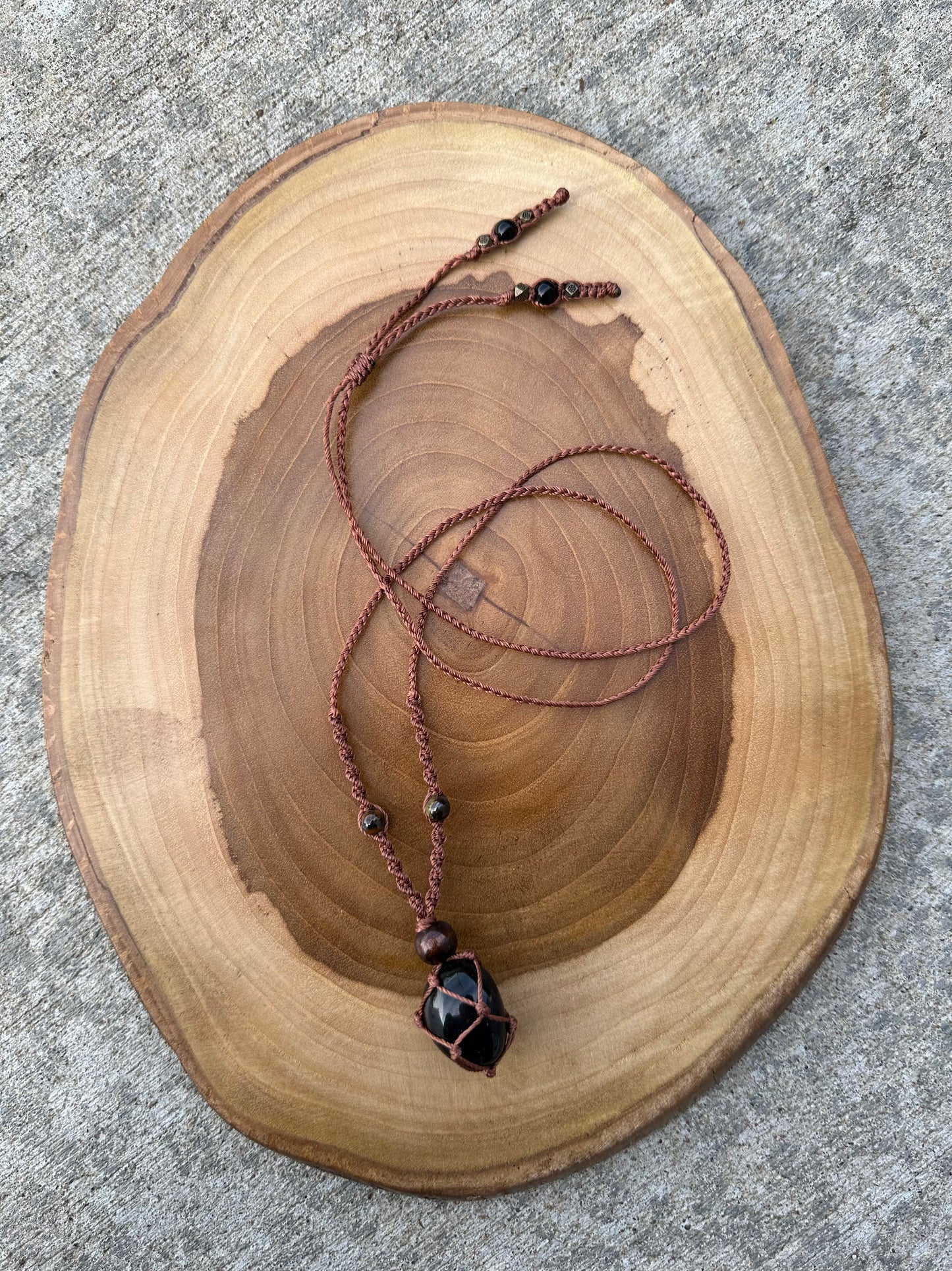 Hand-Knotted Obsidian Crystal Necklace