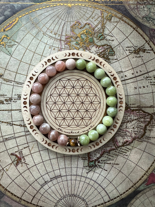 Sunstone Green Jade Split Stretch Bracelet