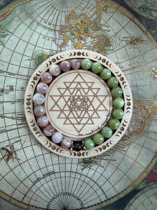Sunstone Green Jade Split Stretch Bracelet