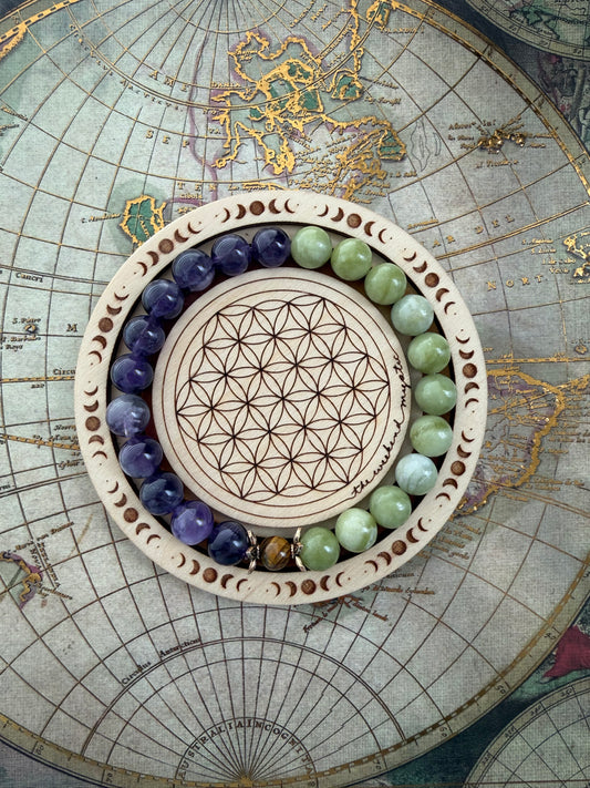 Amethyst Green Jade Split Stretch Bracelet