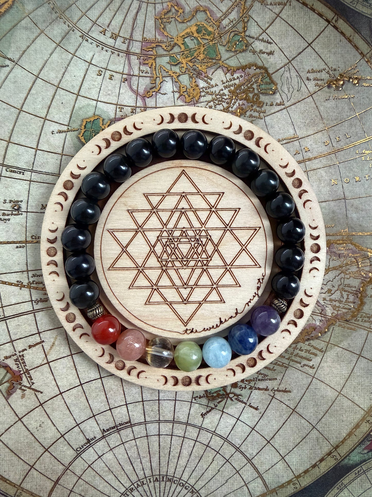 Black Obsidian Chakra Stretch Bracelet