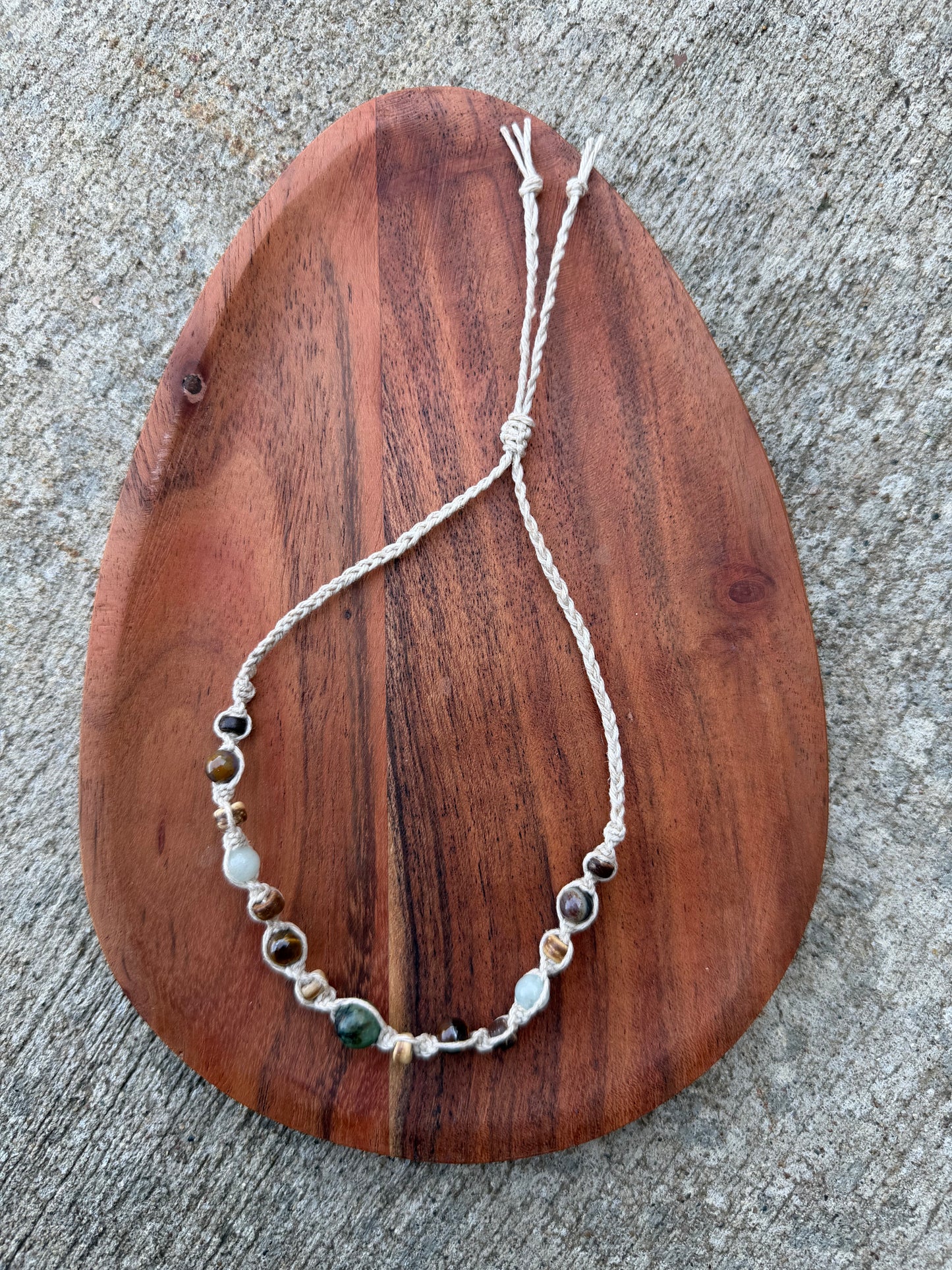 African Turquoise Jasper Mixed Crystal Coconut Shell Hemp Anklet