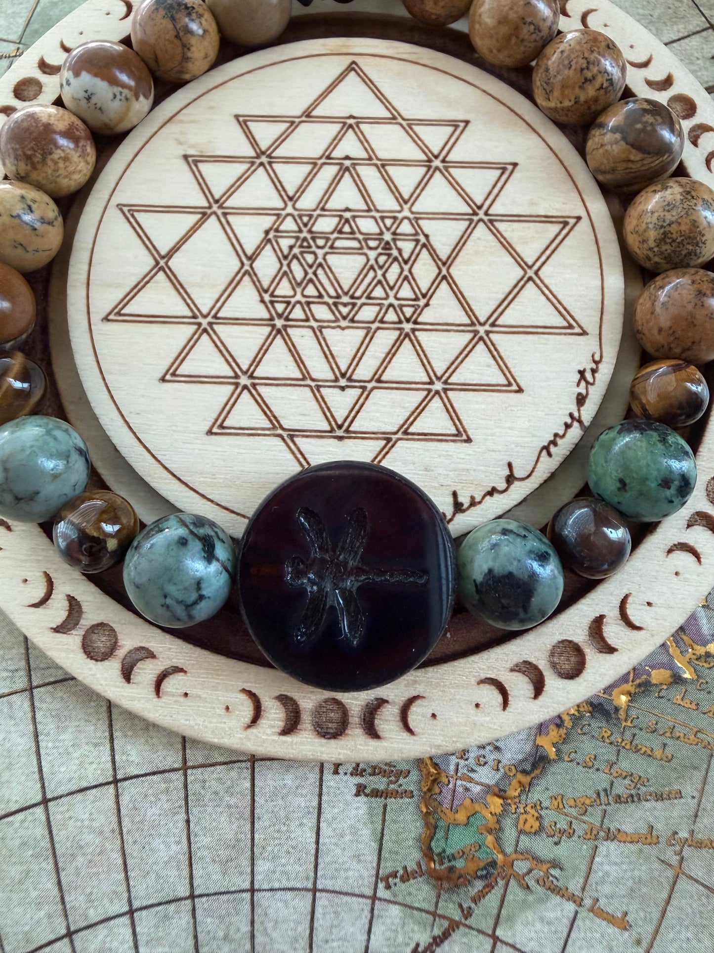 Earthy Dragonfly Stretch Bracelet