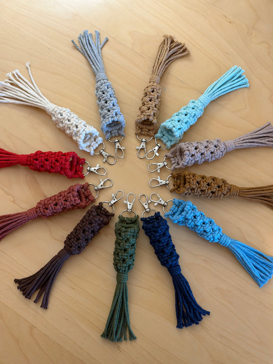 Macramé Chapstick Holder Clip Keychain (12 Options)