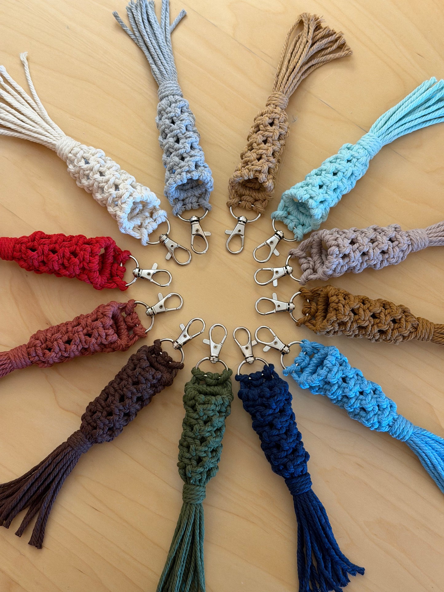 Macramé Chapstick Holder Clip Keychain (12 Options)