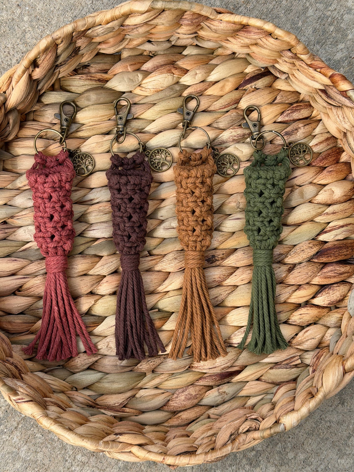 Earthy Macramé Tree of Life Chapstick Holder Clip Keychain (4 Options)