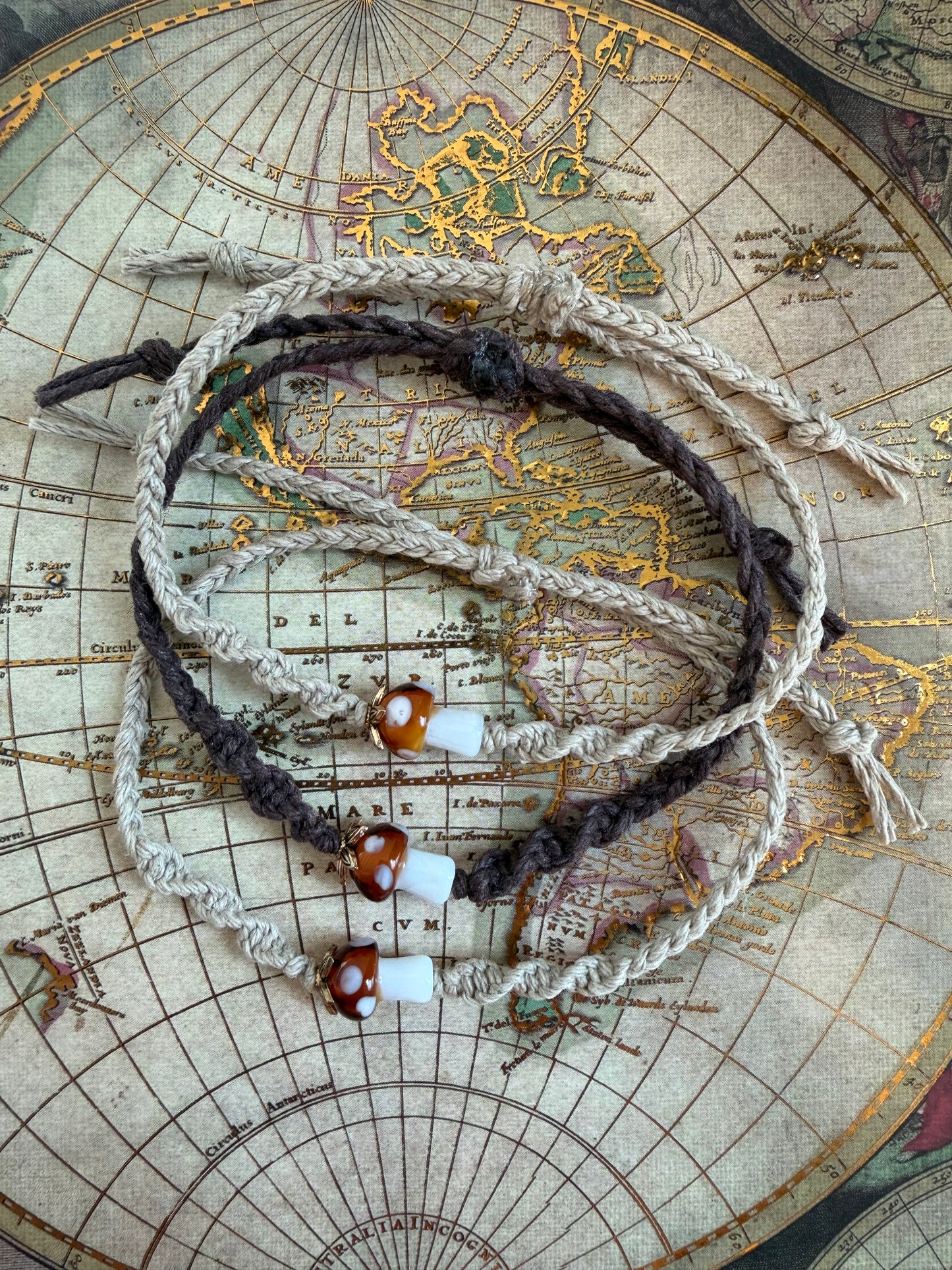 Hand-Knotted Hemp Mushie Bracelet