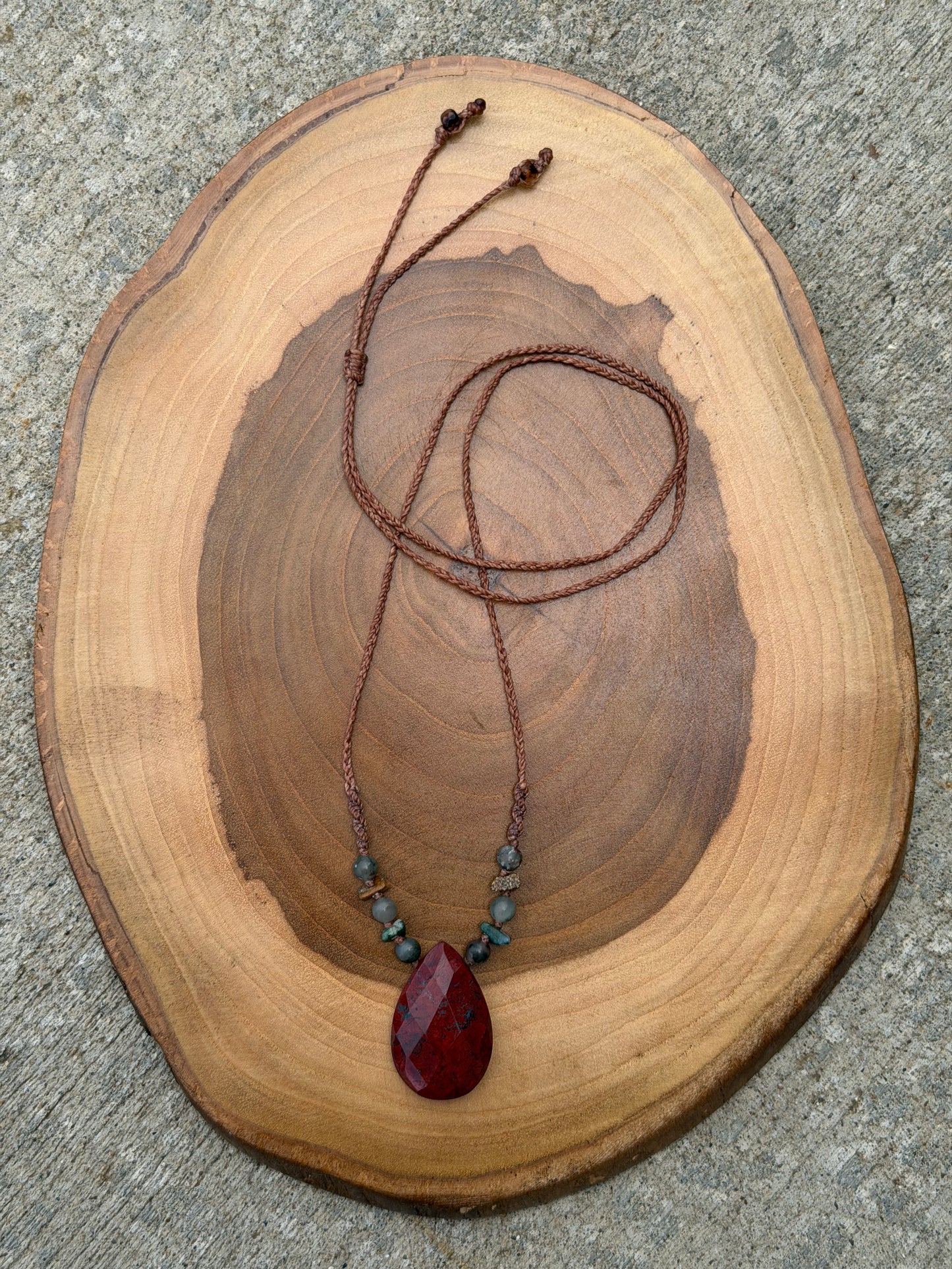 Hand-Knotted Brecciated Jasper Crystal Necklace