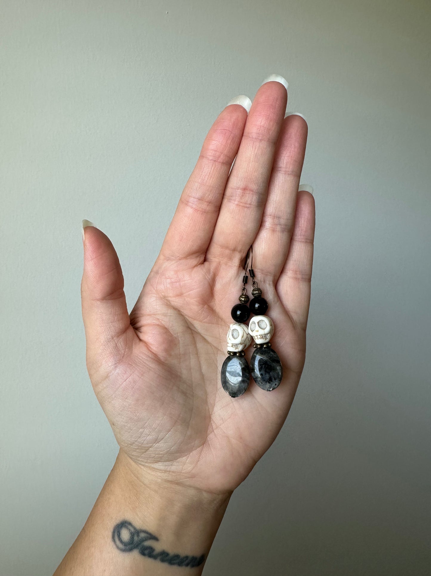 Spooky Skull Crystal Dangle Earrings