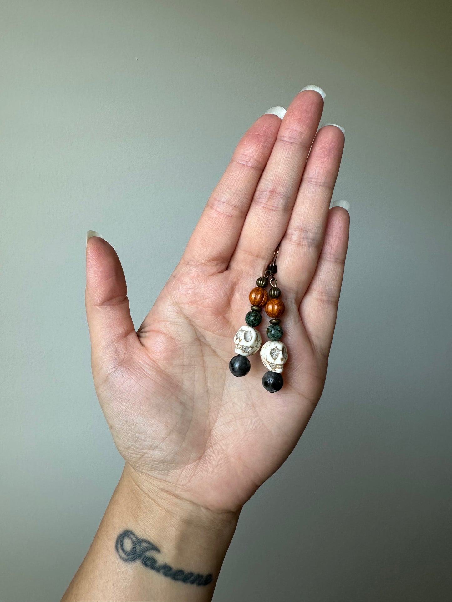 Spooky Skull Crystal Dangle Earrings
