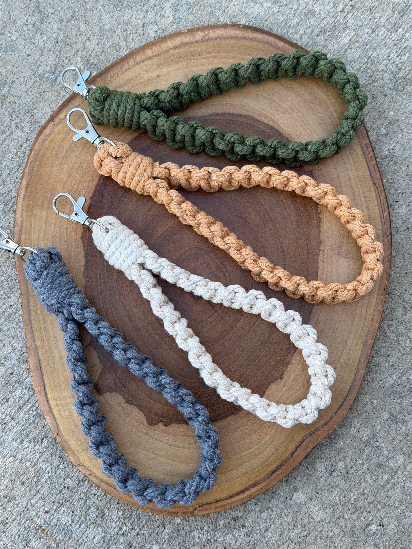 Macramé Square Knot Wristlet Keychain